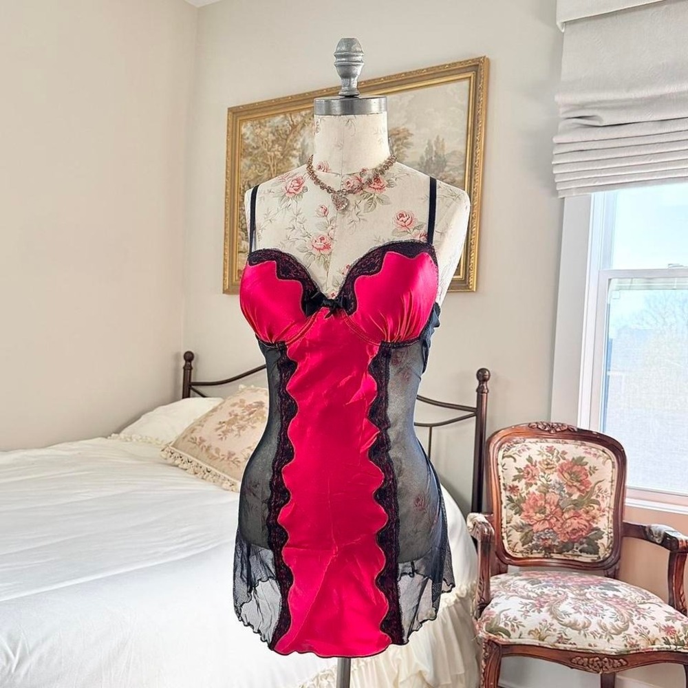 red and black mini slip ‎ y2k apt 9 red and black mini slip dress size large